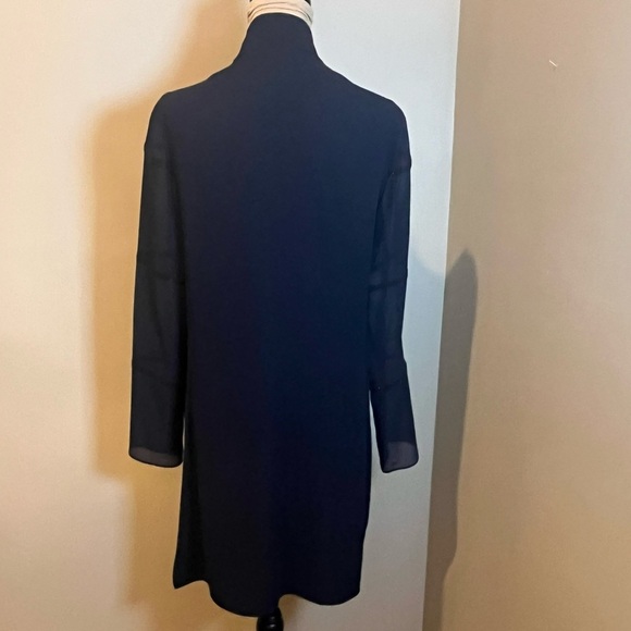 AKRIS Elegant Navy Mulberry Silk Blouse with Black Swarovski Jewel Trim, size 6 - Picture 4 of 13